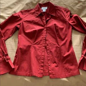 LOFT cranberry cotton stretch blouse